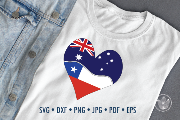 Australia Chile Heart with Flags, Svg