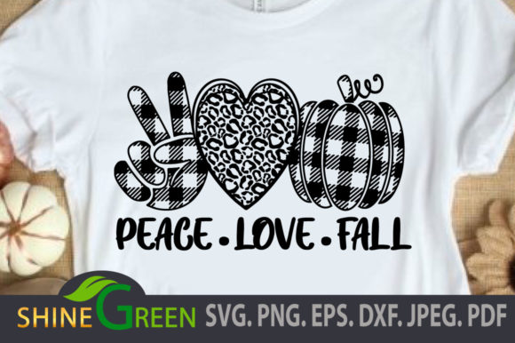 Fall Peace Love Pumpkin Plaid Autumn SVG